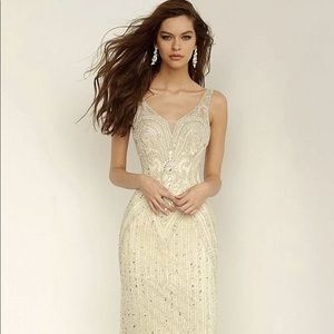 JOVANI Champagne Dress - Size 8